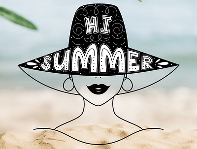 Summer illustration with lettering. cartoon doodle illustration lettering logo typography vector
