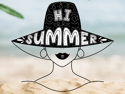 Summer illustration with lettering.