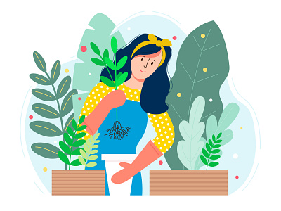 Vector illustration of a gardener flat design flat illustration flower gardener girl character illustration vector