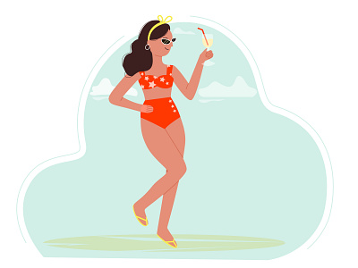 Summer girl character design flat illustration flatcharacter flatdesign illustration summer summergirl vector