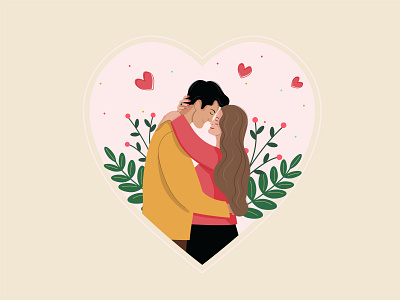 Vector flat illustration of lovers.
