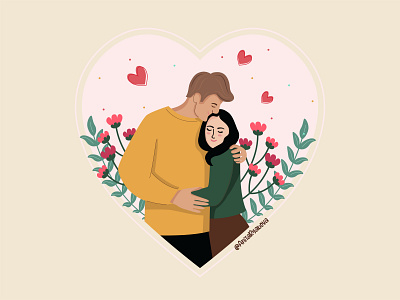 Vector flat illustration of lovers.