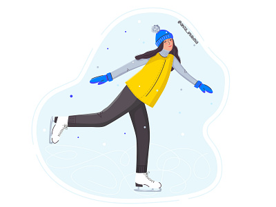 Vector illustration of a young girl ice skating.