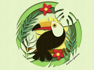 Tropical paper illustration for travel blog.