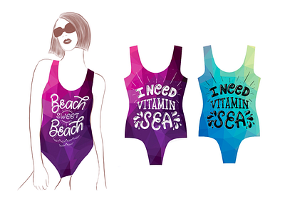 Lettering design for swimsuit.