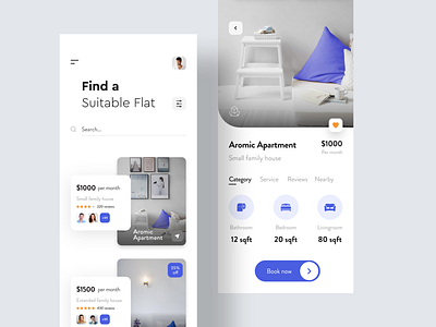 Online flat booking app concept