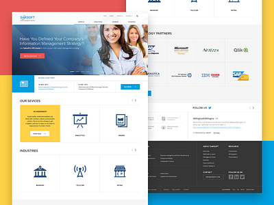 IT Service Management Company blue and yellow design clean company home page landing page simple design software ux ui design web webdesign