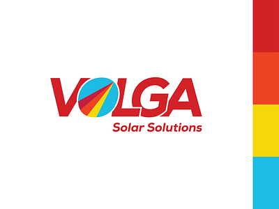 Volga Solar Solutions Logo blue brand brandrefresh clean company design logo logo deisgn logotype orange red simple design solar energy yellow
