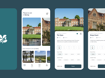 National Trust App Concept app app design app designer booking concept design flat minimal national trust tickets travel ui ux