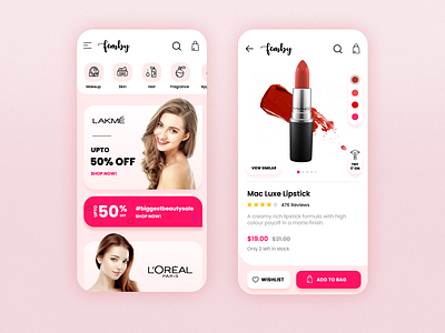 Day 1 of 30 - Cosmetics App 100 day project 100daychallenge app beauty beauty app cosmetic cosmetics cosmetics app design makeup makeup app minmal skincare ui ux