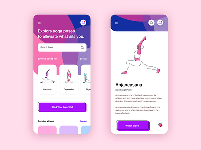 Yoga Training App Variation app application creative design illustration interface minmal modern ui vector yoga yoga app