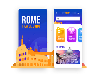 Day 17 of 30 - Rome Travel Guide App app appdesign design icon illustration interface rome travel travel guide ui vatican vector