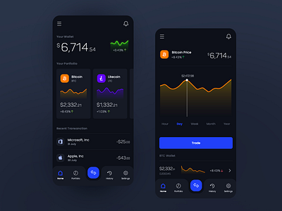 Cryptocurrency App - Dark Mode