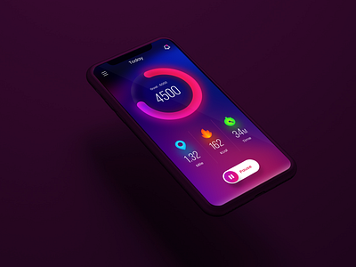 Step Counter App Concept app appdesign design gradient graph illustration interface minmal progress bar step counter ui