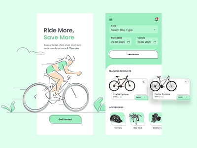Day 19 of 30 - Bike Renting App Concept app appdesign bicycle bike bike rental bikes cycle illustration interface minmal rent a bike store ui
