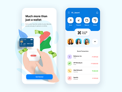 Day 20 of 30 - Mobile Wallet app appdesign design illustration interface minmal payment ui wallet wallet app