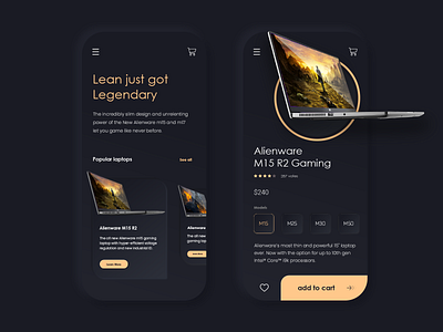 Laptop Store - Dark Mode app appdesign design interface laptop laptop store minmal store ui