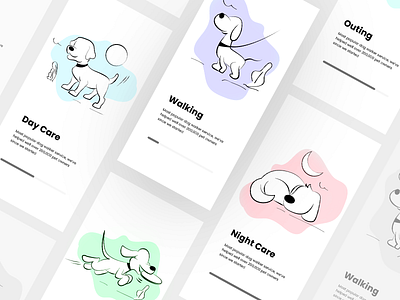 Getting Started Screens app appdesign design dog dogs illustration interface ui