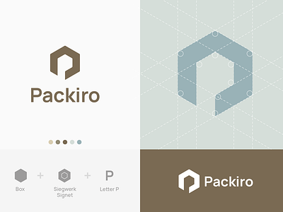 Packiro logotype concept #1 box branding brown corporate design identity letter p logo packaging