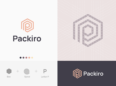 Packiro logotype concept #2 box branding corporate design geometric design identity letter p logo maze spiral