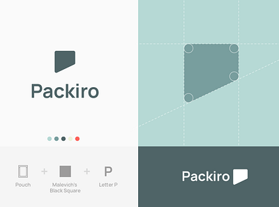 Packiro logotype concept #3 branding corporate design geometric design identity letter p logo malevich pouch shape
