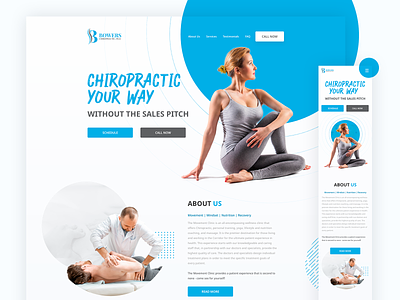 Bowers Chiropractic blue design mobile ui