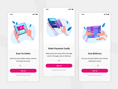 Online Order Walkthrough Screens adobe adobe illustrator adobe xd app design ios ios app mobile app mobile app design mobile design mobile ui online online order splash page typography ui ui ux ui design ux ui ux design