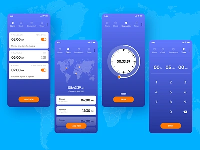Alarm Clock adobe adobe xd alarm alarm app alarm clock alarmclock app app design clock design ios ios app mobile app mobile app design stopwatch timer app ui ui ux ui design uidesign