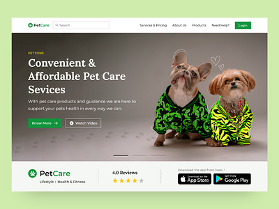 PetCare adobe xd animal app design header healthcare hero landing page mobile app pet petcare petcare app thank you typography ui ui design web design website website design