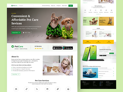 PetCare adobe xd animal app articles design header healthcare hero landing page mobile news pet pet services petcare products thank you ui ui design web design website