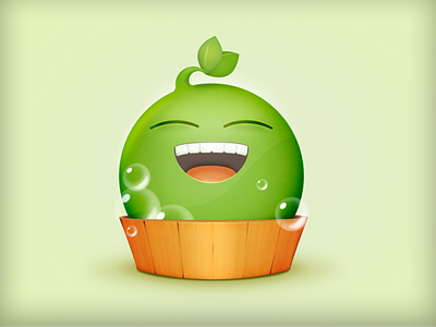 Bathing Pea 豌豆洗白白 bath characer cute green pea smile wash wood 洗澡 豌豆