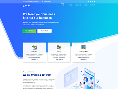 Survey company website Landing page UI/UX Design