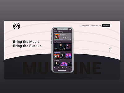 Muscine: Website Header Design adobe app apple application apps behance branding creative dashboard ui design music music app music app ui music art music player music player ui ui ux
