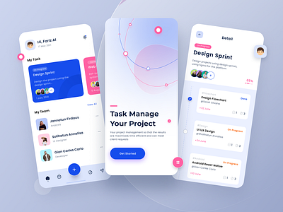 Project Task Management App card cards manage management management app mobile app mobile design task ui uidesign uiux work working