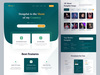 Dangdut Music - Landing Page dangdut design green landing landing page landingpage music music landing page pricing ui ui design web web design website