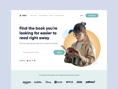 App for Book Lovers📚 - Hero Landing Page book book landing page hero imla imla landing page landing landing page landing page design landingpage web web design