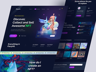 Florynft - NFT Landing Page abstract card collect ilustration item landing page nft nft item nft landing page nft market place nft marketplace product web design
