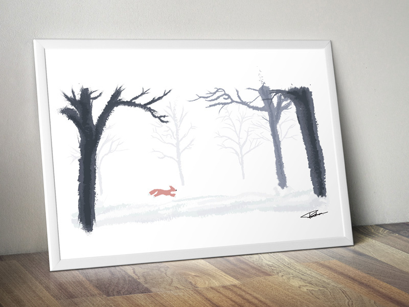 Fox in snowy landscape. fox foxy snow ice landscape environment digital art illustration winter vosters twan