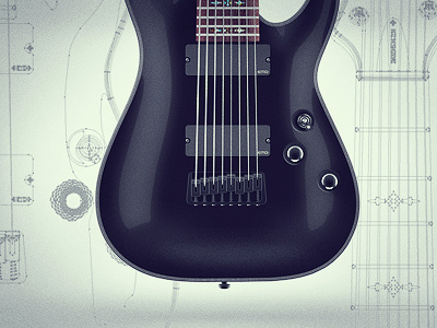 8-String Guitar Vector Illustration dark guitar illustration music vector wip