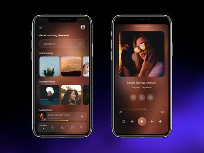 Music Player app design flat minimal mobile ui