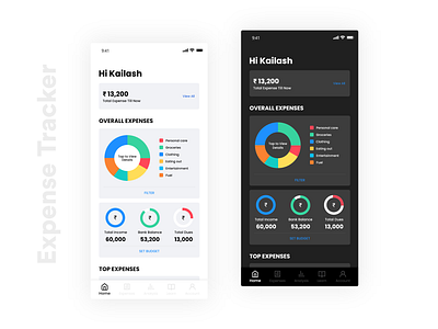 Expense Tracker App app ui clean app design clean ui colors design earnings expense tracker expenses flat ui minimal app design spendings