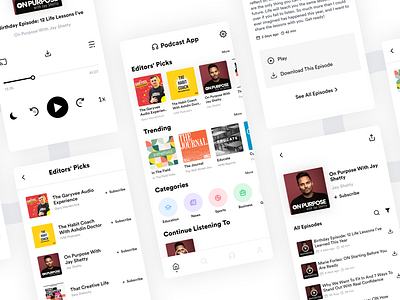 Podcast Player App app ui clean app design clean ui design flat design illustration minimal minimal app design minimalism player podcast podcast player ui