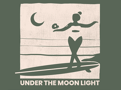 UNDER THE MOON LIGHT art art work creative dancing design digital art graphic design illustration longboard moon sea surf texture