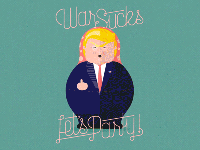 War sucks, let's party! art work creative design digital art flat design illustration kim jong un lettering matryoshka motion graphics presidents putin trump war