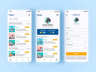 PlayD Education App Concept app design education education app elementary flat minimal mobile simple ui uxui