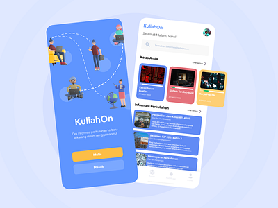 KuliahOn Mobile App Exploration 👨🏻‍💻 app college education flat home screen minimal mobile mobile app mobile design on boarding online simple simple clean interface splash screen splashscreen university virtual