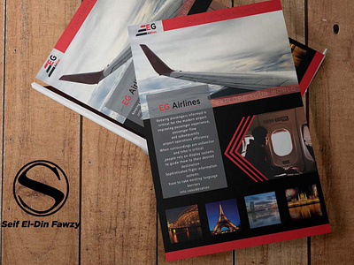 Eg airlines ( flyer design ) airline airplane black cmyk design flyer flyer design flyers graphic graphic design graphicdesign graphics illustrator mockup mockups red rgb texture type wood