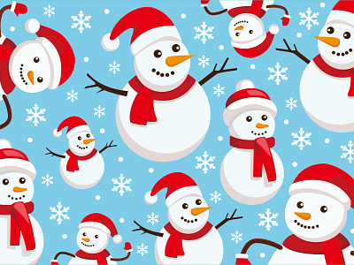 Snowman pattern 2019 blue charachter christmas design illustration illustration design new year snow snowman vector winter