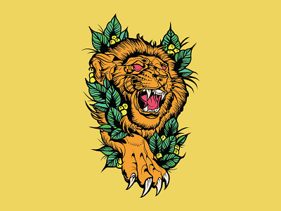 Coloring Lion Roar 2019 charachter danger design floral illustration illustration design leaf lion design lion illustration lion king lion logo lion roar lion vector monster orange tshirt design vector wild animal wildlife