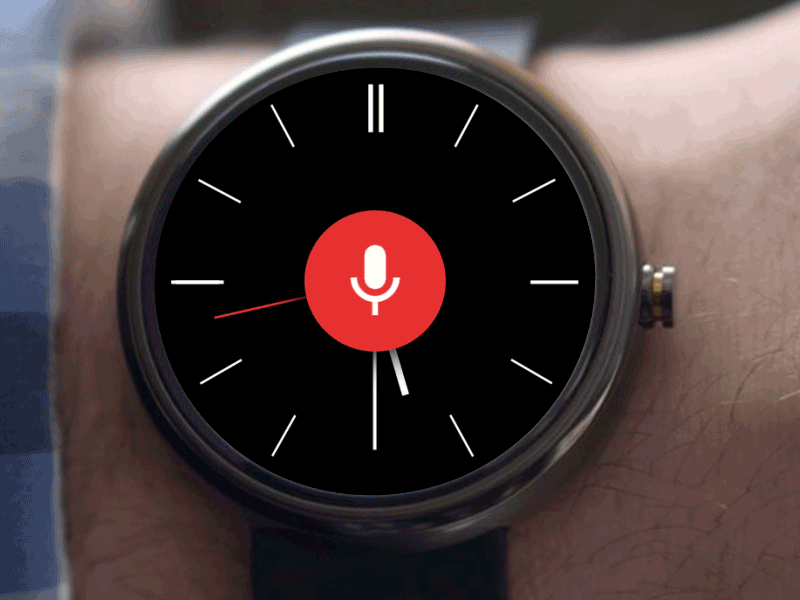 [GIF] ANDROID WEAR UI - Voice Search android animation app clean date interaction moto360 search time transition voice watch